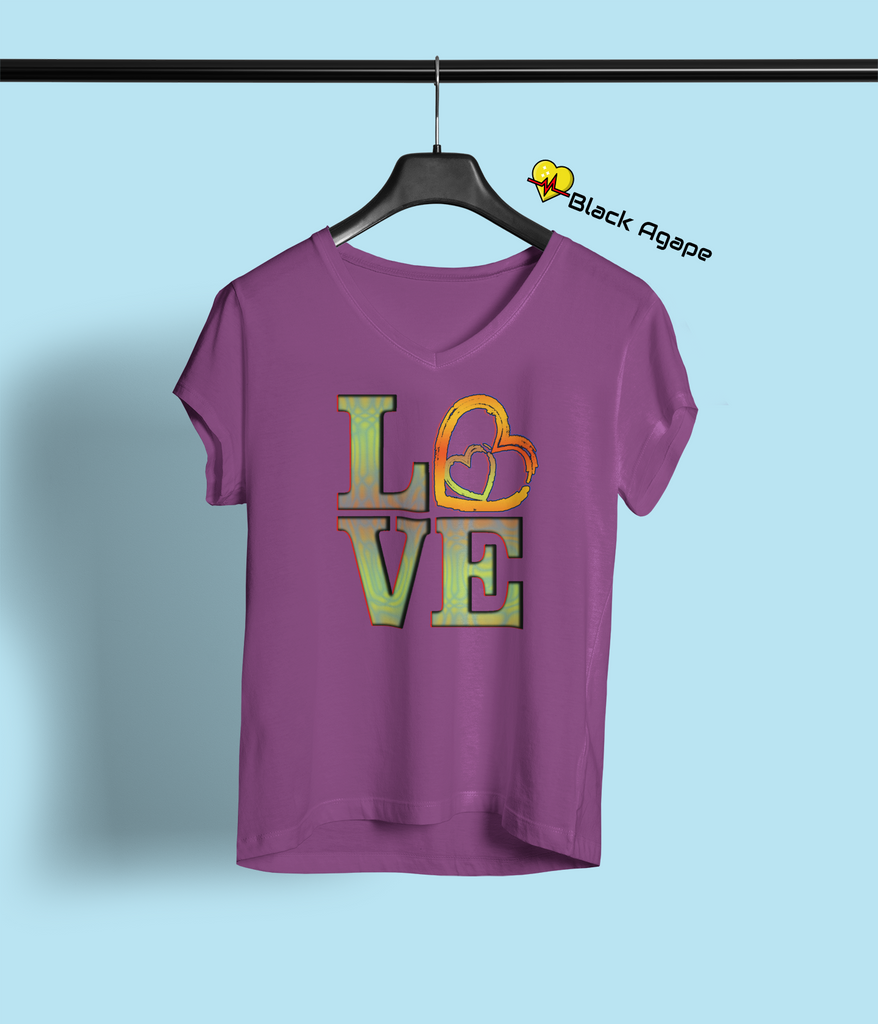 LOVE Authentic Special Cute Romantic Women s Tri Blend V Neck T